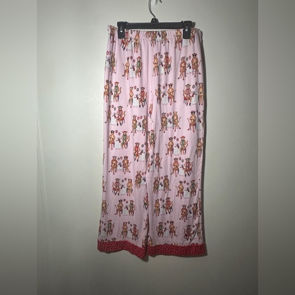 Pink Pajama Pants with Red Polka Dot Trim and Cheetah Novelty Print Size Large - Picture 5 of 7